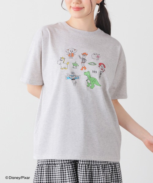 Honeys(ハニーズ)の「【ハニさら・接触冷感・UVカット】トイ・ストーリー/ゆるT(Tシャツ/カットソー・キッズ・ライトグリーン/ホワイト/スミクロ/オートミール・S/M/LL/L/150cm)」の1枚目の写真