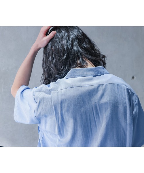 MDR(エムディアール)の「サイドプリーツオックスオープンカラーシャツ【セットアップ対応】(シャツ/ブラウス・メンズ・ブルー/ブラック・L/M)」の13枚目の写真