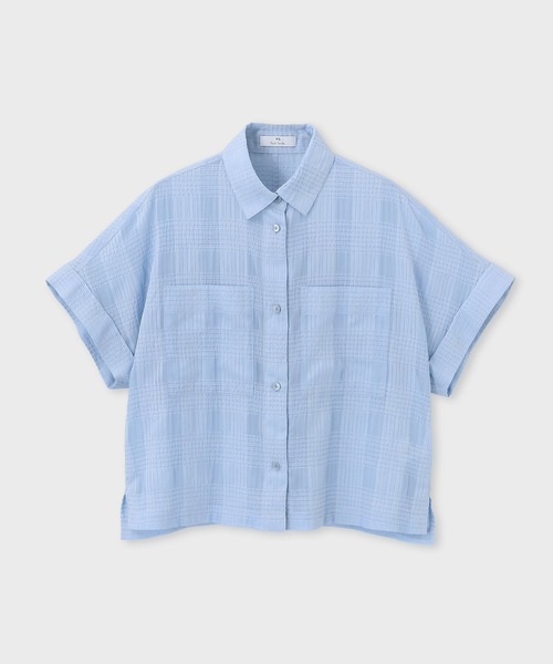 PS Paul Smith（ピーエスポールスミス）の「ウィメンズ ワッシャーチェック シアー シャツ / 165353 SH284（シャツ/ブラウス・レディース・オフホワイト/ライトブルー・40/38）」の2枚目の写真