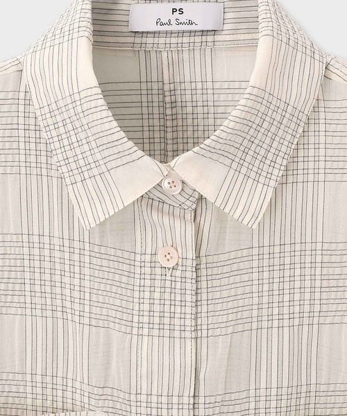 PS Paul Smith（ピーエスポールスミス）の「ウィメンズ ワッシャーチェック シアー シャツ / 165353 SH284（シャツ/ブラウス・レディース・オフホワイト/ライトブルー・40/38）」の13枚目の写真