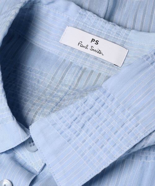 PS Paul Smith（ピーエスポールスミス）の「ウィメンズ ワッシャーチェック シアー シャツ / 165353 SH284（シャツ/ブラウス・レディース・オフホワイト/ライトブルー・40/38）」の9枚目の写真