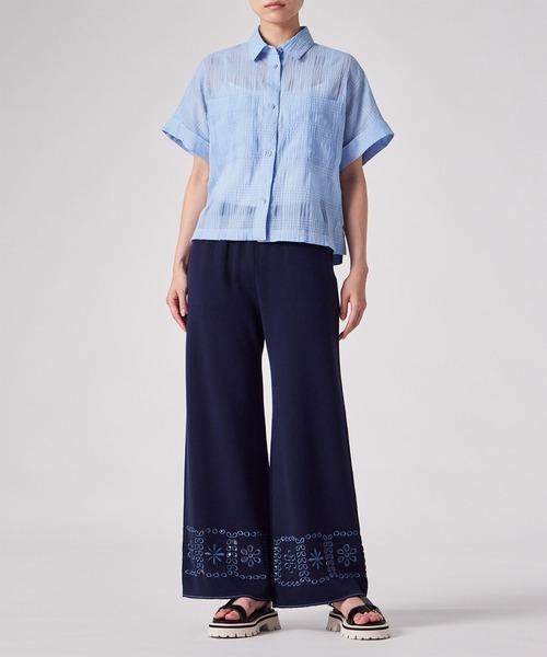 PS Paul Smith（ピーエスポールスミス）の「ウィメンズ ワッシャーチェック シアー シャツ / 165353 SH284（シャツ/ブラウス・レディース・オフホワイト/ライトブルー・40/38）」の3枚目の写真