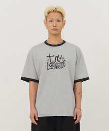 レタリングアプリケリングTシャツメランジグレー