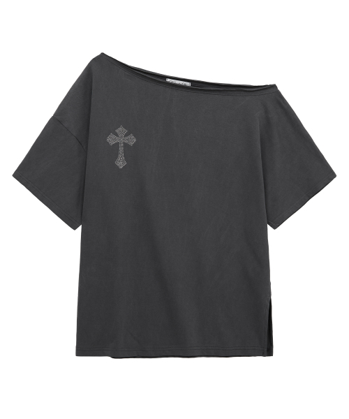 Midnight Move(ミッドナイトムーブ)の「cb cross t (dark grey)(Tシャツ/カットソー・レディース・その他・FREE)」の4枚目の写真
