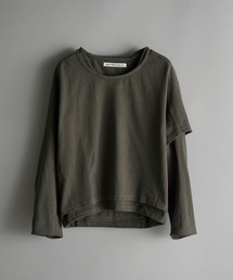 【OPPOSE DUALITY】One Side Half Long Sleeve T-Shirts Cotton
