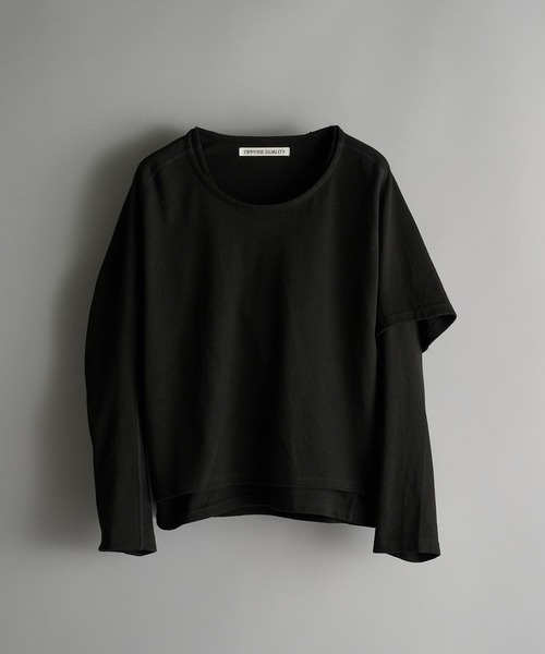 CONZ(コンズ)の「【OPPOSE DUALITY】One Side Half Long Sleeve T-Shirts Cotton(Tシャツ/カットソー・メンズ・ブラック/グレー・46/44)」の2枚目の写真