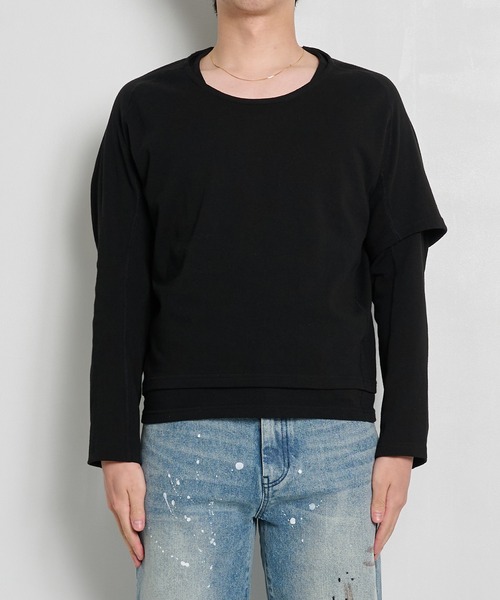 CONZ(コンズ)の「【OPPOSE DUALITY】One Side Half Long Sleeve T-Shirts Cotton(Tシャツ/カットソー・メンズ・ブラック/グレー・46/44)」の8枚目の写真