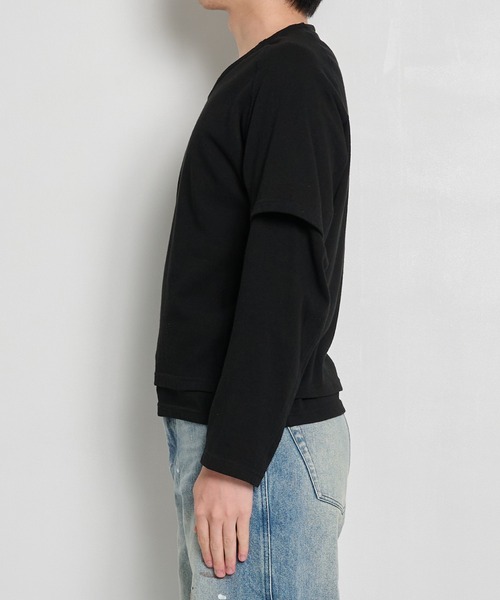CONZ(コンズ)の「【OPPOSE DUALITY】One Side Half Long Sleeve T-Shirts Cotton(Tシャツ/カットソー・メンズ・ブラック/グレー・46/44)」の9枚目の写真