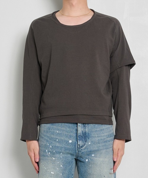 CONZ(コンズ)の「【OPPOSE DUALITY】One Side Half Long Sleeve T-Shirts Cotton(Tシャツ/カットソー・メンズ・ブラック/グレー・46/44)」の16枚目の写真