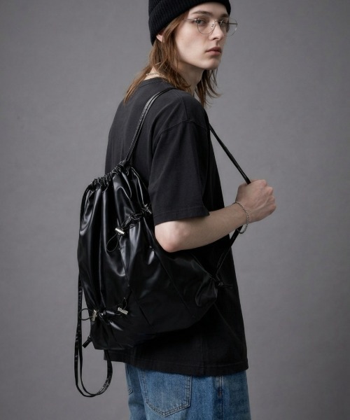 Burner(バーナー)の「【OKUOKU 0909】ナップサック oku-bag-46-18【RBTS】(バックパック/リュック・メンズ・ブラック系その他/ブラック/シルバー・FREE)」の11枚目の写真