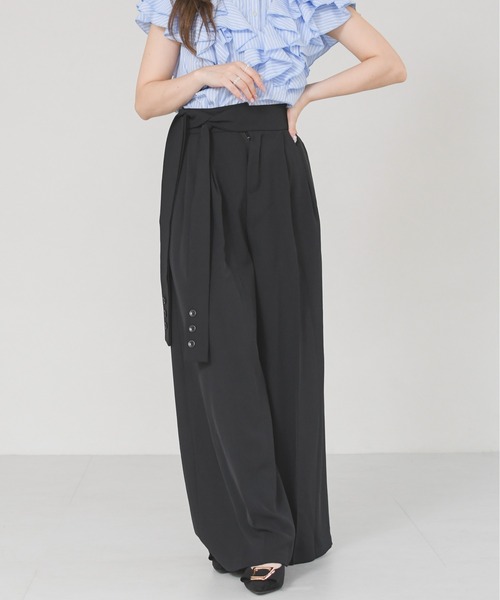 31 Sons de mode(トランテアン ソン ドゥ モード)の「ウエストマークロングパンツ(その他パンツ・レディース・ホワイト/ブラック・M/S)」の6枚目の写真