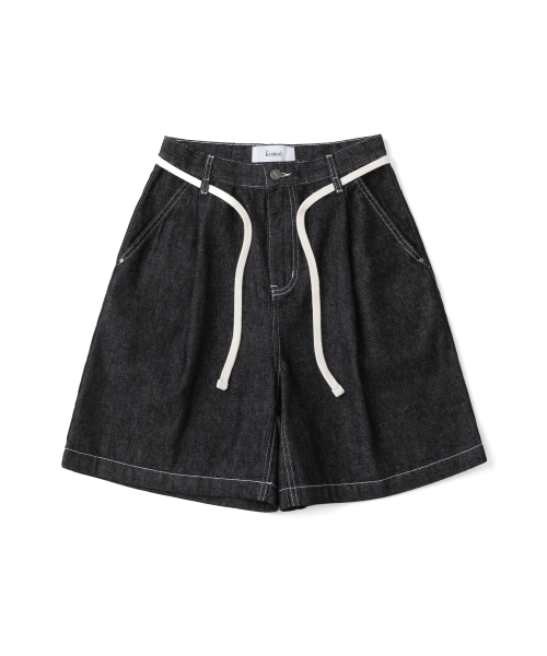 KNITTED(ニッティド)の「(ユニセックス)アウトストリングバミューダデニムハーフパンツ ブラック(その他パンツ・メンズ・その他・MEDIUM/LARGE/X-LARGE/WS)」の3枚目の写真