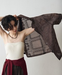 パッチワーク風刺繍半袖シャツジャケット