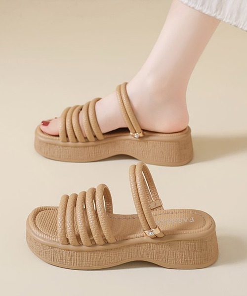 Miniministore(ミニミニストア)の「ストラップサンダル レディース 太ヒール(サンダル・レディース・ベージュ/アイボリー/ブラック・25.0cm/22.5cm/24.5cm/24.0cm/23.5cm/23.0cm)」の4枚目の写真