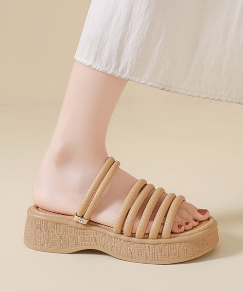 Miniministore(ミニミニストア)の「ストラップサンダル レディース 太ヒール(サンダル・レディース・ベージュ/アイボリー/ブラック・25.0cm/22.5cm/24.5cm/24.0cm/23.5cm/23.0cm)」の5枚目の写真