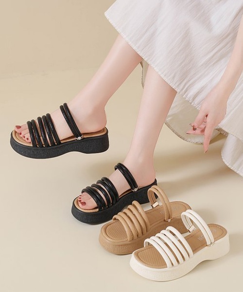 Miniministore(ミニミニストア)の「ストラップサンダル レディース 太ヒール(サンダル・レディース・ベージュ/アイボリー/ブラック・25.0cm/22.5cm/24.5cm/24.0cm/23.5cm/23.0cm)」の9枚目の写真