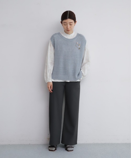 NOMBRE IMPAIR(ノンブルアンペール)の「コットンフラワー刺繍コンビ 三角ヨークブラウス(シャツ/ブラウス・レディース・ホワイト・FREE)」の8枚目の写真