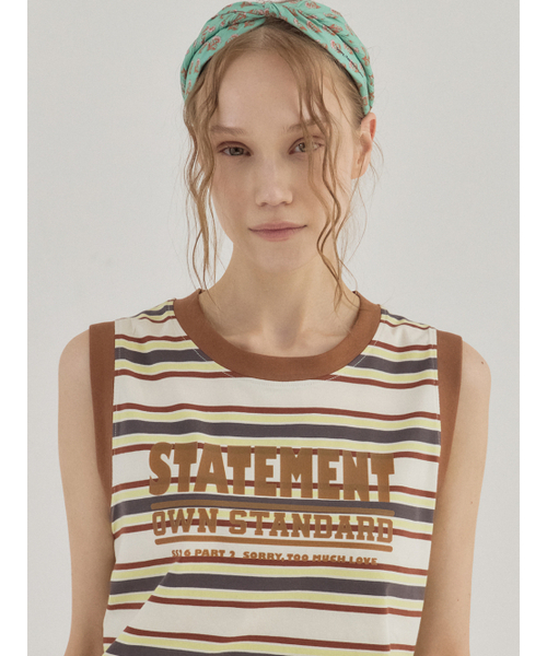 Sorry,Too Much Love(ソーリートゥーマッチラブ)の「Statement Stripe Summer Tank Top_Brown(Tシャツ/カットソー・レディース・その他・FREE)」の1枚目の写真