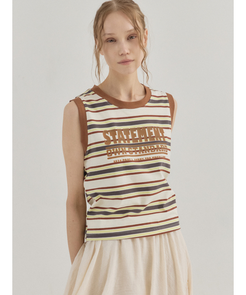 Sorry,Too Much Love(ソーリートゥーマッチラブ)の「Statement Stripe Summer Tank Top_Brown(Tシャツ/カットソー・レディース・その他・FREE)」の2枚目の写真