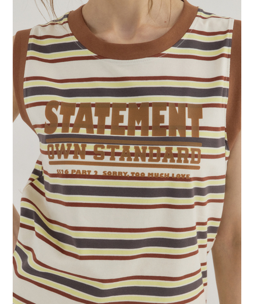 Sorry,Too Much Love(ソーリートゥーマッチラブ)の「Statement Stripe Summer Tank Top_Brown(Tシャツ/カットソー・レディース・その他・FREE)」の4枚目の写真