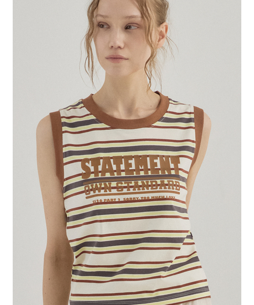 Sorry,Too Much Love(ソーリートゥーマッチラブ)の「Statement Stripe Summer Tank Top_Brown(Tシャツ/カットソー・レディース・その他・FREE)」の5枚目の写真