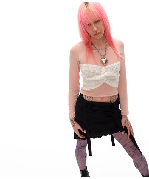 youthbath（ユースバース）の「RIBBON LONG SLEEVE_PEACH（Tシャツ/カットソー・レディース・その他・MEDIUM/SMALL）」の7枚目の写真