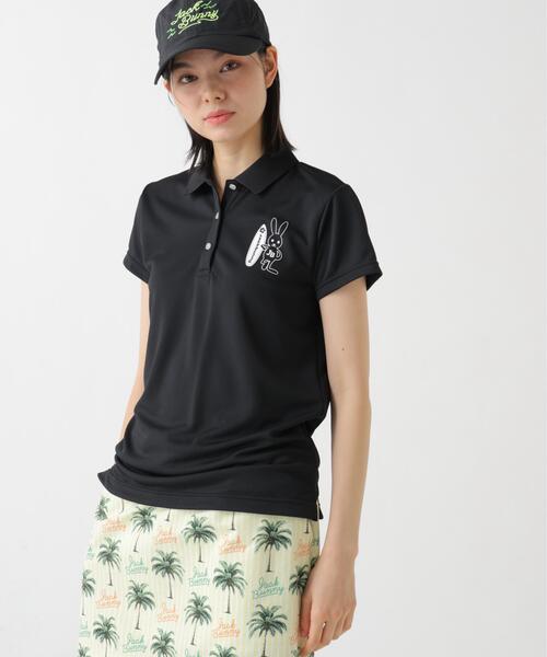 Jack Bunny!!(ジャックバニー)の「【Jack Bunny!!】ASEIYARN半袖ポロシャツ(ポロシャツ・レディース・ブルー/ブラック・SMALL)」の4枚目の写真