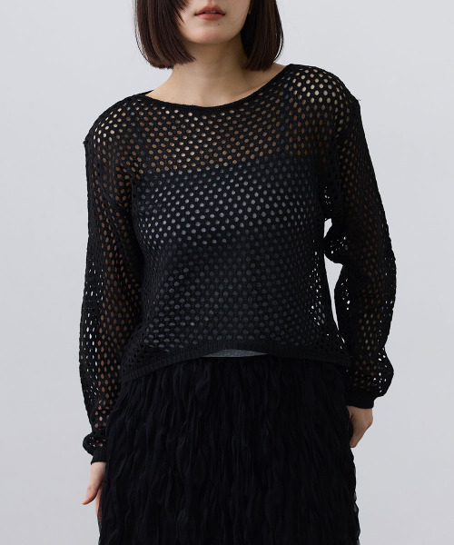 Mirette(ミレット)の「ルーズメッシュニットプルオーバー / Loose Mesh Knit Pullover(ニット/セーター・レディース・アイボリー/ホワイト/ブラック・FREE)」の1枚目の写真