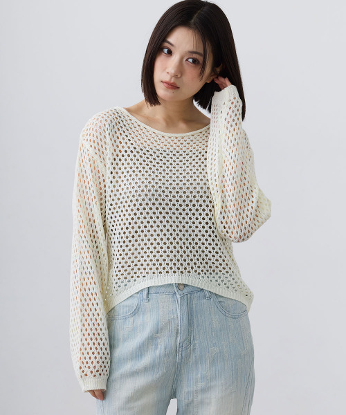Mirette(ミレット)の「ルーズメッシュニットプルオーバー / Loose Mesh Knit Pullover(ニット/セーター・レディース・アイボリー/ホワイト/ブラック・FREE)」の10枚目の写真