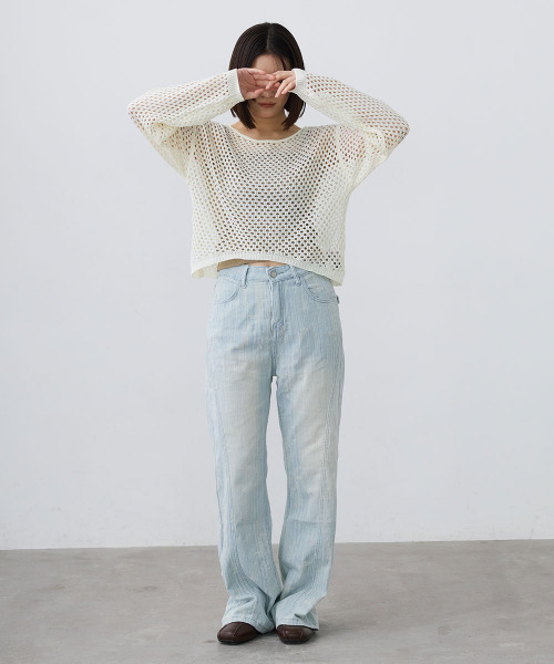 Mirette(ミレット)の「ルーズメッシュニットプルオーバー / Loose Mesh Knit Pullover(ニット/セーター・レディース・アイボリー/ホワイト/ブラック・FREE)」の13枚目の写真