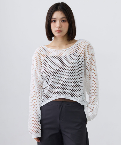 Mirette(ミレット)の「ルーズメッシュニットプルオーバー / Loose Mesh Knit Pullover(ニット/セーター・レディース・アイボリー/ホワイト/ブラック・FREE)」の18枚目の写真