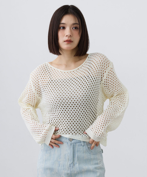 Mirette(ミレット)の「ルーズメッシュニットプルオーバー / Loose Mesh Knit Pullover(ニット/セーター・レディース・アイボリー/ホワイト/ブラック・FREE)」の22枚目の写真