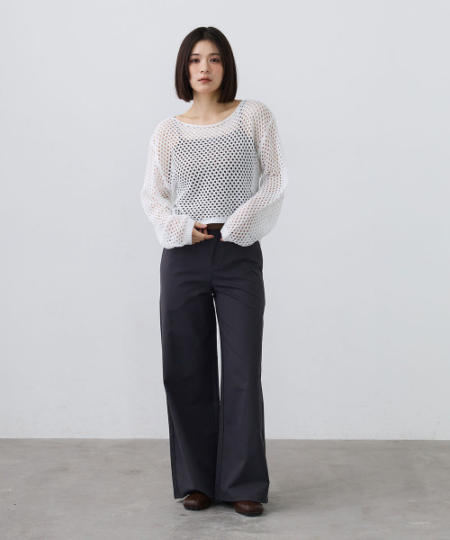 Mirette(ミレット)の「ルーズメッシュニットプルオーバー / Loose Mesh Knit Pullover(ニット/セーター・レディース・アイボリー/ホワイト/ブラック・FREE)」の5枚目の写真