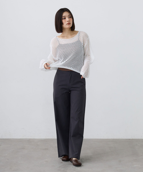 Mirette(ミレット)の「ルーズメッシュニットプルオーバー / Loose Mesh Knit Pullover(ニット/セーター・レディース・アイボリー/ホワイト/ブラック・FREE)」の6枚目の写真