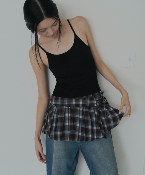 FEKETE(フェケテ)の「wrapping mini pleated skirt / ラッピングミニプリーツスカート(スカート・レディース・グリーン/ミント/ブラウン・FREE)」の1枚目の写真