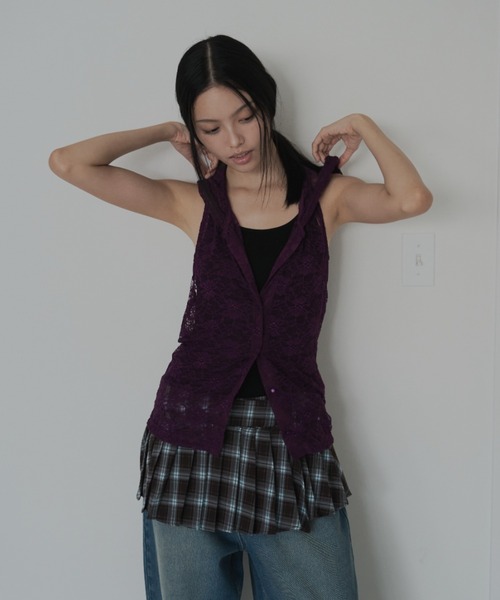 FEKETE(フェケテ)の「wrapping mini pleated skirt / ラッピングミニプリーツスカート(スカート・レディース・グリーン/ミント/ブラウン・FREE)」の4枚目の写真