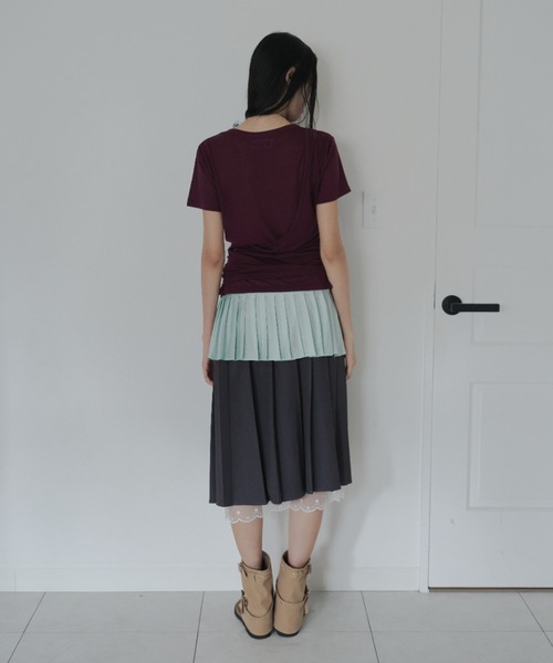 FEKETE(フェケテ)の「wrapping mini pleated skirt / ラッピングミニプリーツスカート(スカート・レディース・グリーン/ミント/ブラウン・FREE)」の7枚目の写真