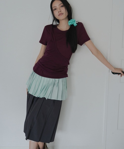 FEKETE(フェケテ)の「wrapping mini pleated skirt / ラッピングミニプリーツスカート(スカート・レディース・グリーン/ミント/ブラウン・FREE)」の10枚目の写真