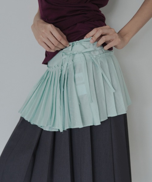FEKETE(フェケテ)の「wrapping mini pleated skirt / ラッピングミニプリーツスカート(スカート・レディース・グリーン/ミント/ブラウン・FREE)」の14枚目の写真