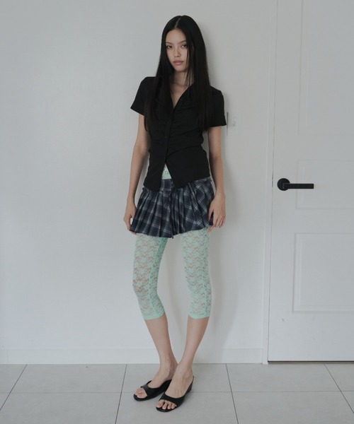 FEKETE(フェケテ)の「wrapping mini pleated skirt / ラッピングミニプリーツスカート(スカート・レディース・グリーン/ミント/ブラウン・FREE)」の16枚目の写真