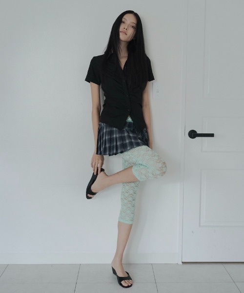 FEKETE(フェケテ)の「wrapping mini pleated skirt / ラッピングミニプリーツスカート(スカート・レディース・グリーン/ミント/ブラウン・FREE)」の18枚目の写真