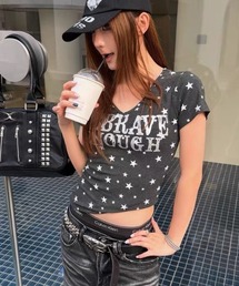 スターパターンカレッジロゴコンパクトTシャツ