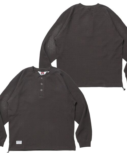 BEN DAVIS(ベンデイビス)の「【BEN DAVIS】BIG WAFFLE HENLEY WIDE P/O / ワッフル ヘンリー ネック ワイドシルエット ロンT ユニセックス 長袖(Tシャツ/カットソー・メンズ・ネイビー/オフホワイト/ライトグレー/ブラック/ダークブラウン・X-LARGE/LARGE/MEDIUM)」の5枚目の写真