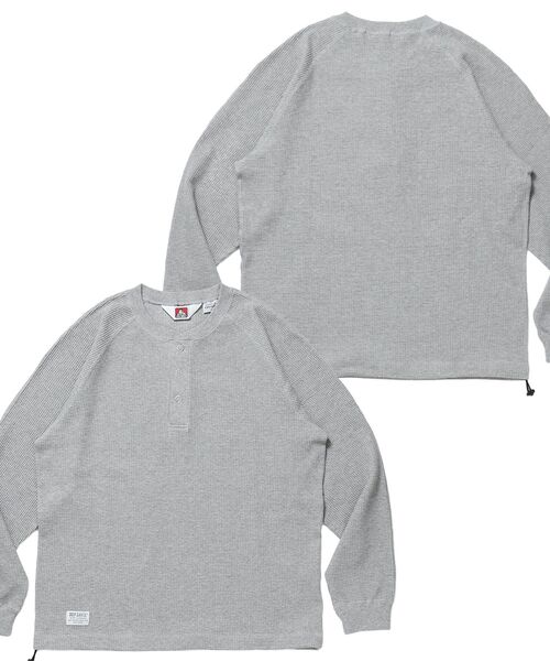 BEN DAVIS(ベンデイビス)の「【BEN DAVIS】BIG WAFFLE HENLEY WIDE P/O / ワッフル ヘンリー ネック ワイドシルエット ロンT ユニセックス 長袖(Tシャツ/カットソー・メンズ・ネイビー/オフホワイト/ライトグレー/ブラック/ダークブラウン・X-LARGE/LARGE/MEDIUM)」の4枚目の写真