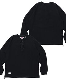 【BEN DAVIS】BIG WAFFLE HENLEY WIDE P/O / ワッフル ヘンリー ネック ワイドシルエット ロンT ユニセックス 長袖