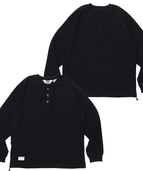 BEN DAVIS(ベンデイビス)の「【BEN DAVIS】BIG WAFFLE HENLEY WIDE P/O / ワッフル ヘンリー ネック ワイドシルエット ロンT ユニセックス 長袖(Tシャツ/カットソー・メンズ・ネイビー/オフホワイト/ライトグレー/ブラック/ダークブラウン・X-LARGE/LARGE/MEDIUM)」の3枚目の写真