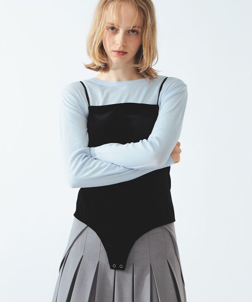 Ray BEAMS(レイビームス)の「ベロア ボディスーツ キャミソール(Tシャツ/カットソー・レディース・ブラック/ピンク・ONE SIZE)」の7枚目の写真
