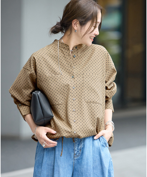 JOURNAL STANDARD(ジャーナルスタンダード)の「《追加》ウーリッシュツイルタックボリュームシャツ(シャツ/ブラウス・レディース・ネイビー/アイボリー/ベージュ・FREE)」の6枚目の写真