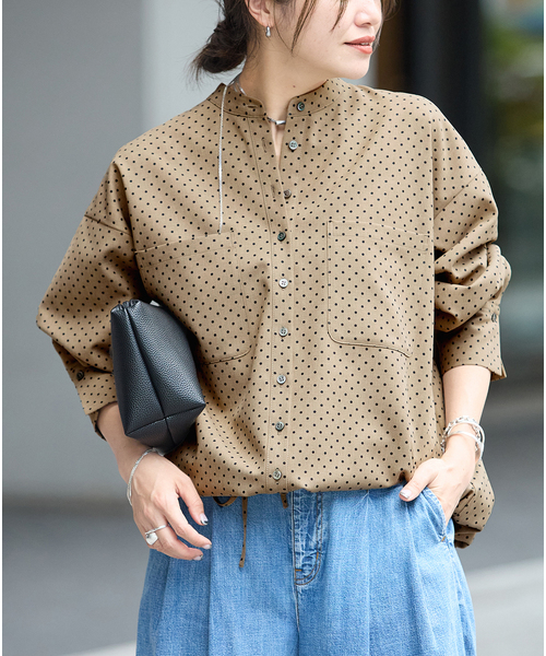 JOURNAL STANDARD(ジャーナルスタンダード)の「《追加》ウーリッシュツイルタックボリュームシャツ(シャツ/ブラウス・レディース・ネイビー/アイボリー/ベージュ・FREE)」の7枚目の写真