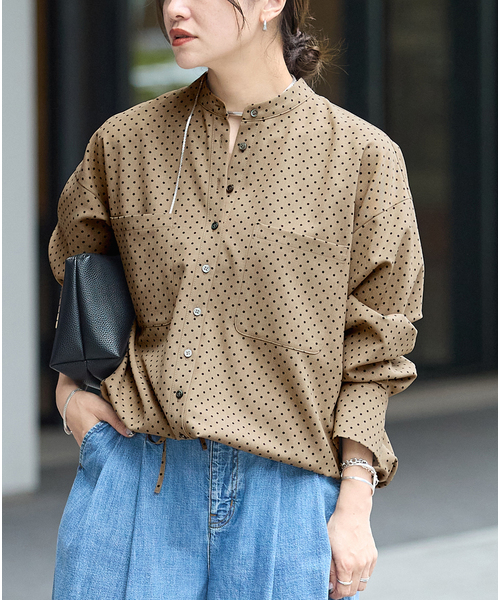 JOURNAL STANDARD(ジャーナルスタンダード)の「《追加》ウーリッシュツイルタックボリュームシャツ(シャツ/ブラウス・レディース・ネイビー/アイボリー/ベージュ・FREE)」の9枚目の写真